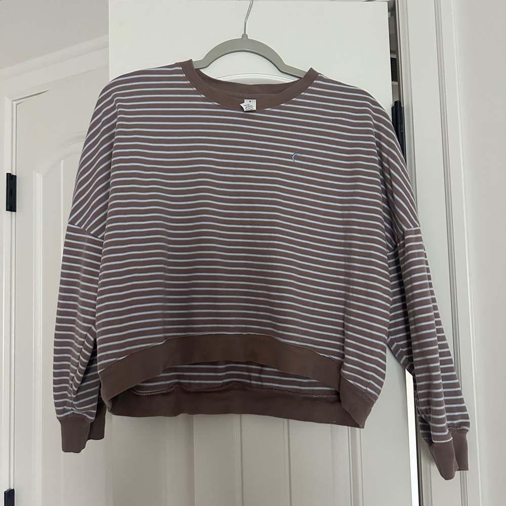 Zyia Brown, Blue and White Cropped Women’s Sweatshirt